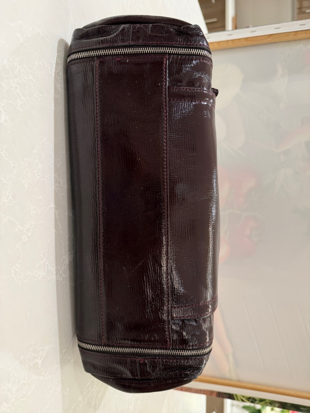 LongChamp Burgundy Patent Leather Shoulder Bag - Picture 6 of 10